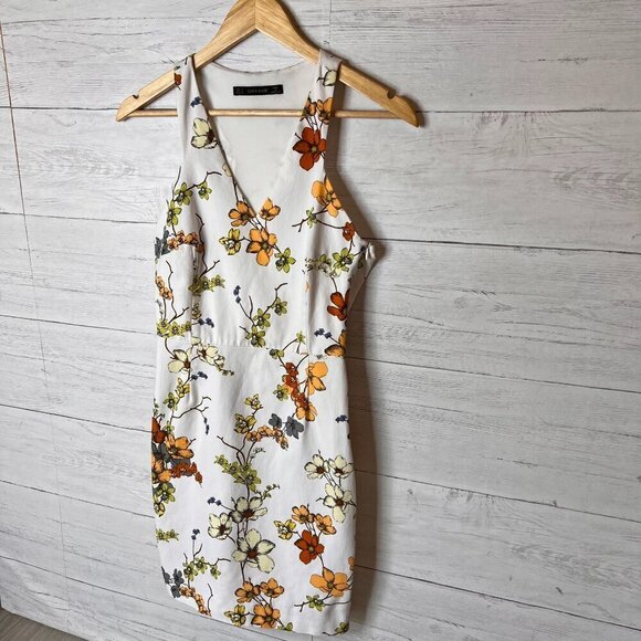 Zara Dress Womens Size Small White Floral Sleeveless Cottagecore Side Zipper - Picture 6 of 16